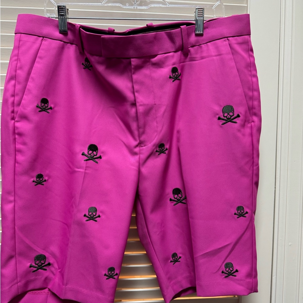 G/FORE Pink Skull Embroidered Athletic Shorts